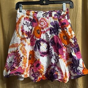 Amy Byer A-Line Skirt in Purple and Orange Floral Lovely Chic Beautiful
